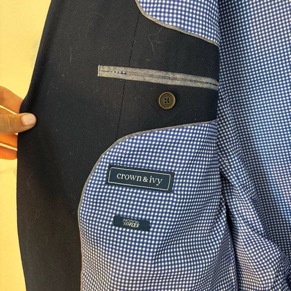 Crown and Ivy Mens Navy Cotton Blazer Sport Coat Jacket 48R Preppy Classic Event - Picture 5 of 7